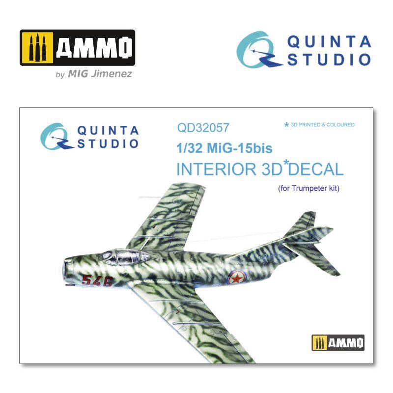 Quinta Studio QD32057 1/32 MiG-15bis 3D-Printed &amp, coloured Interior on decal paper (for Trumpeter  kit) 
