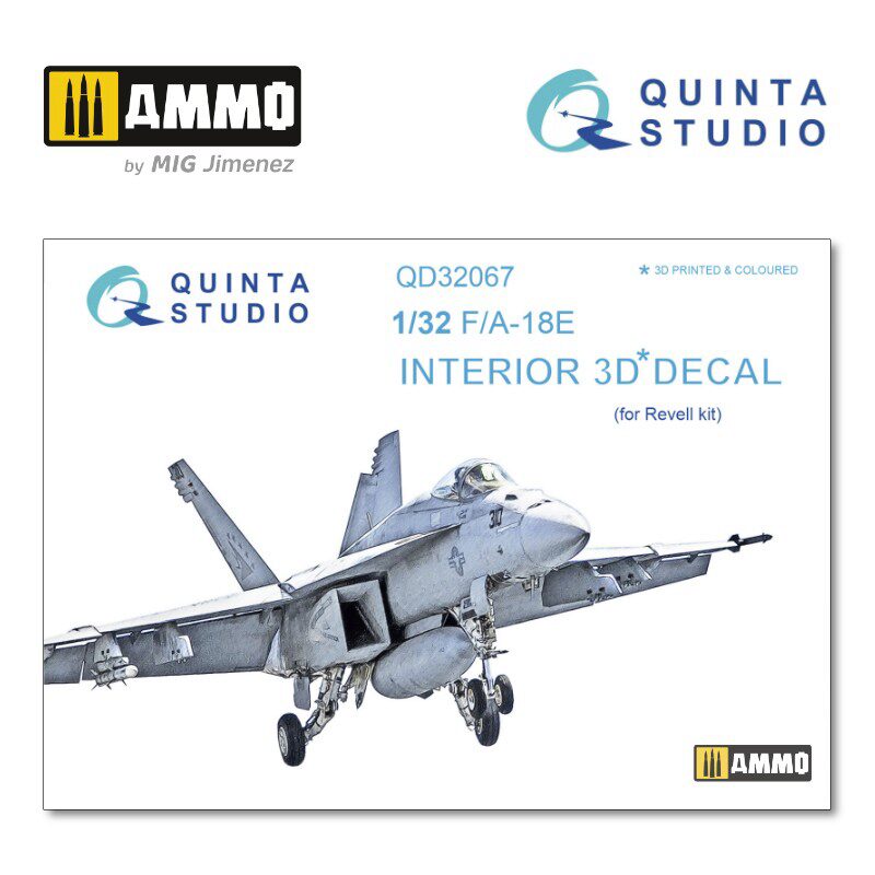Quinta Studio QD32067 1/32 F/A-18E 3D-Printed &amp, coloured Interior on decal paper (for Revell  kit) 