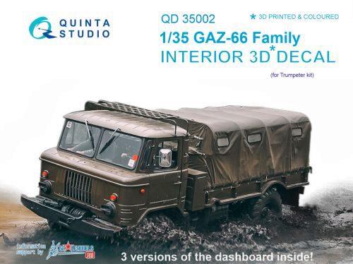 Quinta Studio QD35002 1/35 GAZ-66 Family 3D-Printed & coloured Interior on decal paper (for Trumpeter kits)