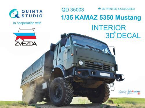 Quinta Studio QD35003 1/35 KAMAZ 5350 Mustang Family 3D-Printed & coloured Interior on decal paper (for Zvezda kits)