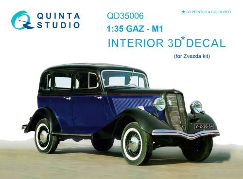 Quinta Studio QD35006 1/35 GAZ-M1 3D-Printed & coloured Interior on decal paper (for Zvezda kits)
