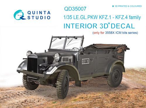 Quinta Studio QD35007 1/35 KFZ 1-4 3D-Printed & coloured Interior on decal paper (for ICM kit)