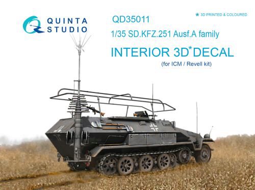 Quinta Studio QD35011 1/35 KFZ 251 Ausf.A 3D-Printed & coloured Interior on decal paper (for ICM kit)