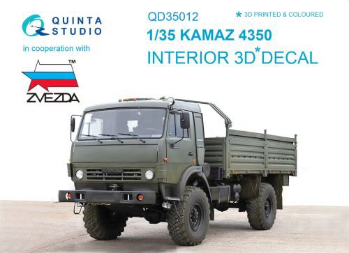 Quinta Studio QD35012 1/35 KAMAZ 4350 Mustang Family 3D-Printed & coloured Interior on decal paper (for Zvezda kit)