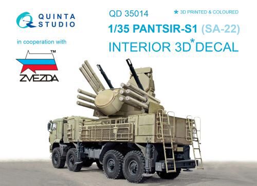 Quinta Studio QD35014 1/35 Pantsir-S1 (SA-22 Greyhound) 3D-Printed & coloured Interior on decal paper (for Zvezda kit)