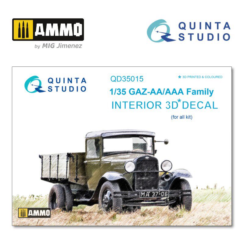 Quinta Studio QD35015 1/35 GAZ-AA/AAA family 3D-Printed &amp, coloured Interior on decal paper (for all kit) 