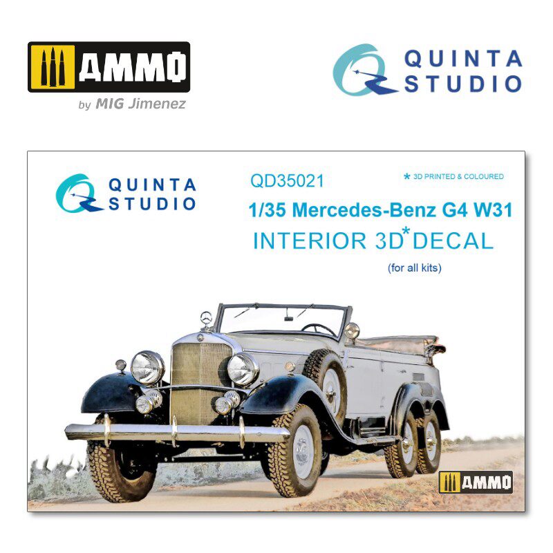 Quinta Studio QD35021 1/35 Mercedes-Benz G4 W31 3D-Printed &amp, coloured Interior on decal paper (for all kit) 