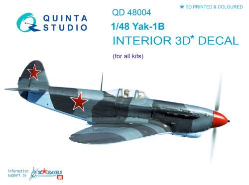 Quinta Studio QD48004 1/48 Yak-1B (late production) 3D-Printed & coloured Interior on decal pape (for all kits)
