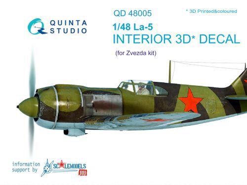 Quinta Studio QD48005 1/48 La-5 3D-Printed & coloured Interior on decal paper (for Zvezda kit)