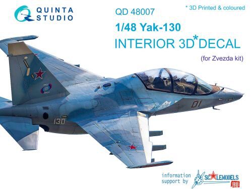 Quinta Studio QD48007 1/48 Yak-130 3D-Printed & coloured Interior on decal paper (for Zvezda kits)