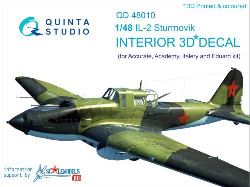 Quinta Studio QD48010 1/48 IL-2 3D-Printed & coloured Interior on decal paper (for Accurate/Italery/Academy/Eduard kits)
