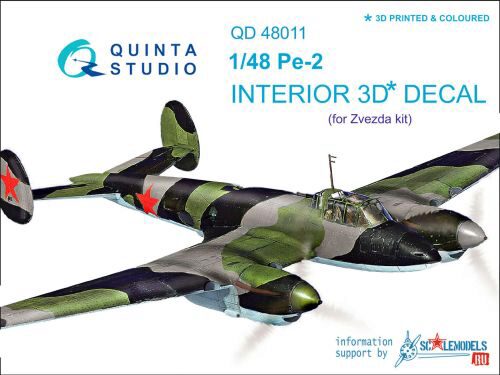 Quinta Studio QD48011 1/48 Pe-2 3D-Printed & coloured Interior on decal paper (for Zvezda kits)