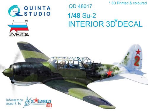 Quinta Studio QD48017 1/48 Su-2 3D-Printed & coloured Interior on decal paper (for Zvezda kits)