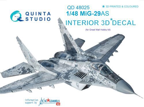 Quinta Studio QD48025 1/48 MiG-29AS (Slovak AF version) 3D-Printed & coloured Interior on decal paper (for GWH kits)