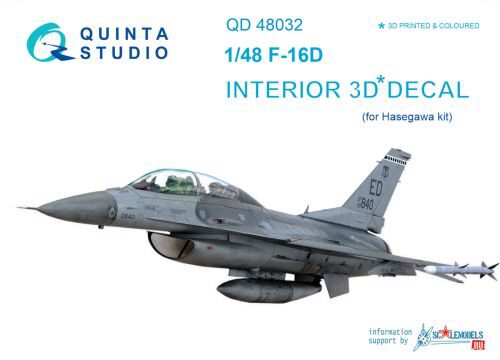 Quinta Studio QD48032 1/48 F-16D 3D-Printed & coloured Interior on decal paper (for Hasegawa kit)