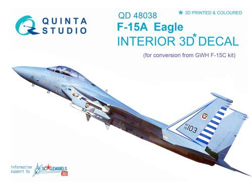 Quinta Studio QD48038 1/48 F-15A 3D-Printed & coloured Interior on decal paper (for GWH kit)