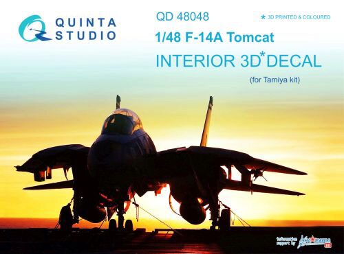 Quinta Studio QD48048 1/48 F-14A 3D-Printed & coloured Interior on decal paper (for Tamiya kit)