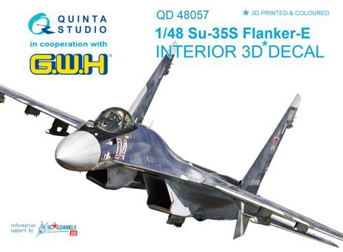 Quinta Studio QD48057 1/48 Su-35S 3D-Printed & coloured Interior on decal paper (for GWH kit)