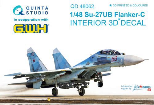 Quinta Studio QD48062 1/48 Su-27UB 3D-Printed & coloured Interior on decal paper (for GWH kit)