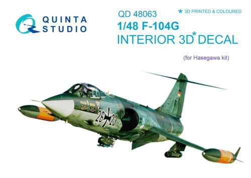 Quinta Studio QD48063 1/48 F-104G 3D-Printed & coloured Interior on decal paper (for Hasegawa kit)