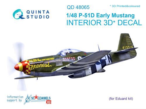 Quinta Studio QD48065 1/48 P-51D (Early) 3D-Printed & coloured Interior on decal paper (for Eduard kit)
