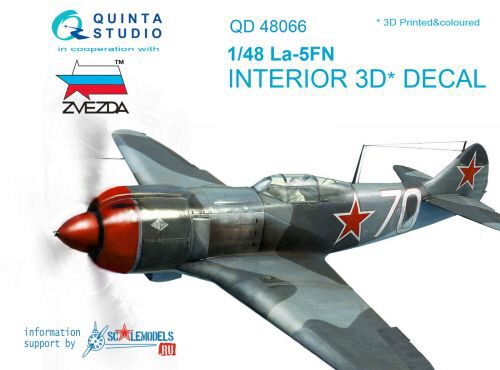 Quinta Studio QD48066 1/48 La-5FN 3D-Printed & coloured Interior on decal paper (for Zvezda kit)