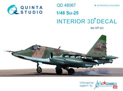 Quinta Studio QD48067 1/48 Su-25 3D-Printed & coloured Interior on decal paper (for KP kit)