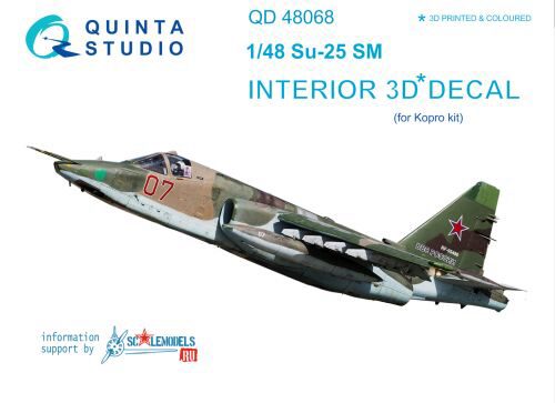 Quinta Studio QD48068 1/48 Su-25SM 3D-Printed & coloured Interior on decal paper (for KP kit)
