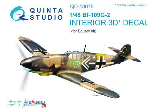Quinta Studio QD48075 1/48 Bf-109G-2 3D-Printed & coloured Interior on decal paper (for Eduard kit)