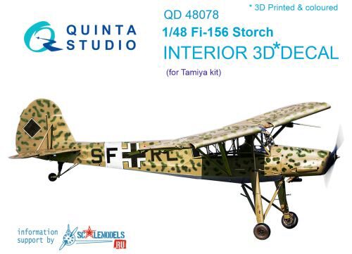 Quinta Studio QD48078 1/48 Fi-156 3D-Printed & coloured Interior on decal paper (for Tamiya kit)