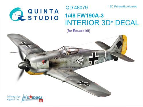 Quinta Studio QD48079 1/48 FW 190A-3 3D-Printed & coloured Interior on decal paper (for Eduard kit)