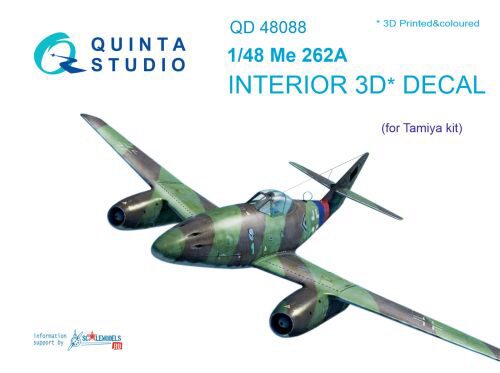 Quinta Studio QD48088 1/48 Me-262A 3D-Printed & coloured Interior on decal paper (for Tamiya kit)
