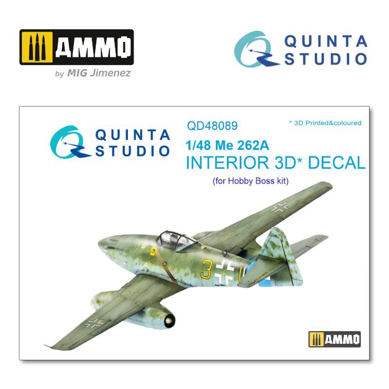 Quinta Studio QD48089 1/48 Me-262A 3D-Printed &amp, coloured Interior on decal paper (for HobbyBoss kit) 