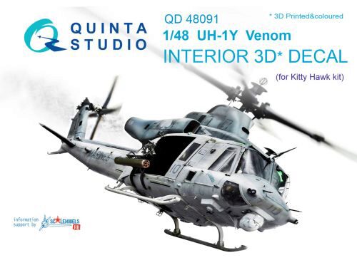 Quinta Studio QD48091 1/48 UH-1Y Venom 3D-Printed & coloured Interior on decal paper (for Kitty Hawk kit)
