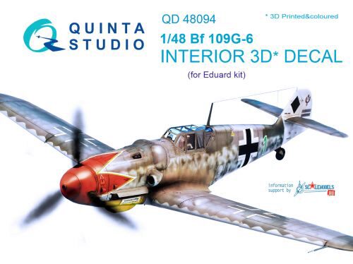 Quinta Studio QD48094 1/48 Bf 109G-6 3D-Printed & coloured Interior on decal paper (for Eduard kit)