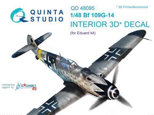 Quinta Studio QD48095 1/48 Bf 109G-14 3D-Printed & coloured Interior on decal paper (for Eduard kit)