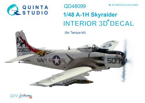 Quinta Studio QD48099 1/48 A-1H 3D-Printed & coloured Interior on decal paper (for Tamiya kit)