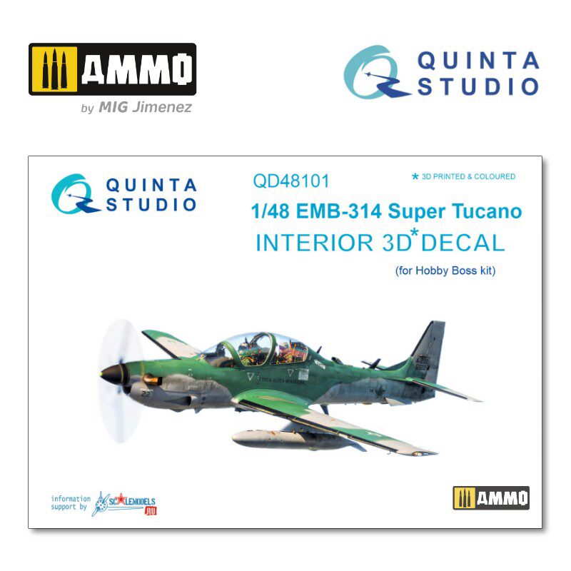 Quinta Studio QD48101 1/48 EMB-314 Super Tucano  3D-Printed &amp, coloured Interior on decal paper (for HobbyBoss kit) 