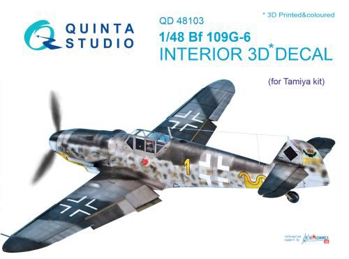Quinta Studio QD48103 1/48 Bf 109G-6 3D-Printed & coloured Interior on decal paper (for Tamiya kit)