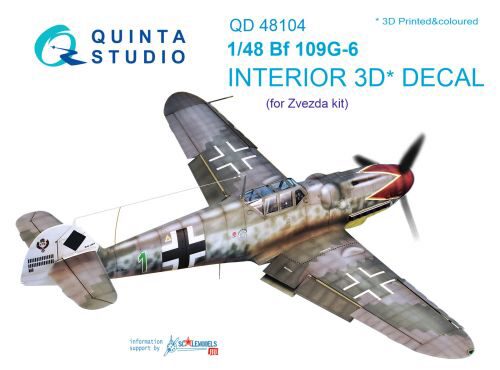Quinta Studio QD48104 1/48 Bf 109G-6 3D-Printed & coloured Interior on decal paper (for Zvezda kit)