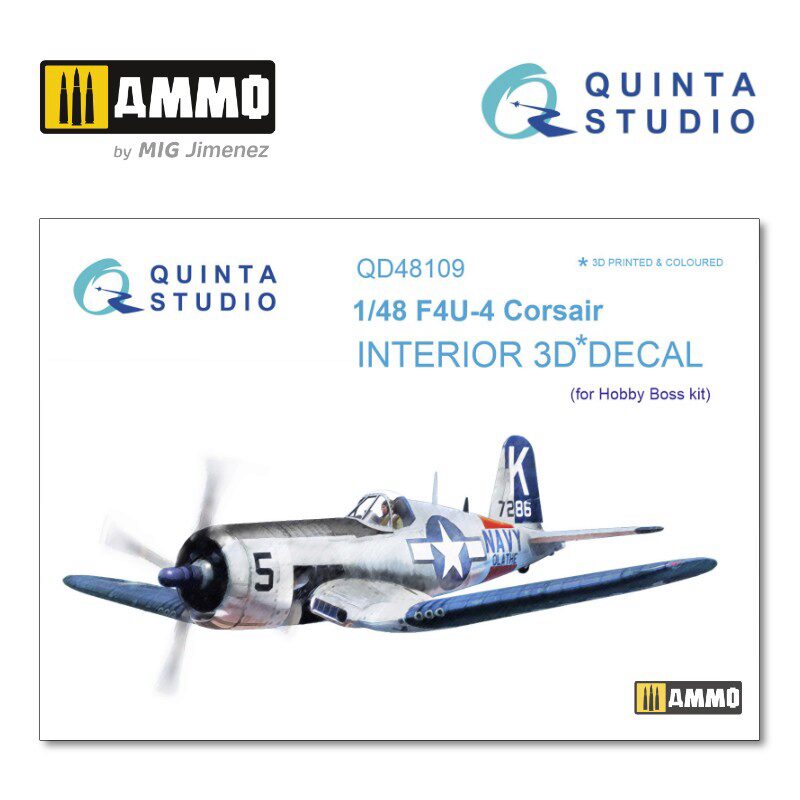 Quinta Studio QD48109 1/48 F4U-4 3D-Printed &amp, coloured Interior on decal paper (for HobbyBoss kit) 