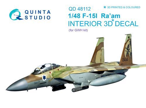 Quinta Studio QD48112 1/48 F-15I 3D-Printed & coloured Interior on decal paper (for GWH kit)