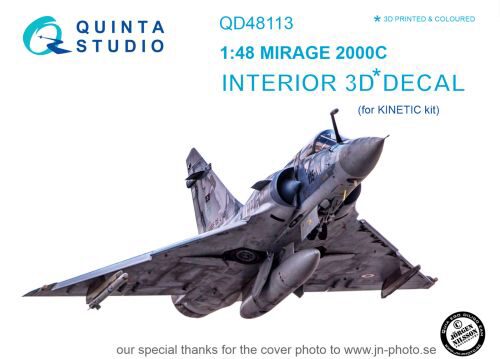 Quinta Studio QD48113 1/48 Mirage 2000C 3D-Printed & coloured Interior on decal paper (for Kinetic kit)