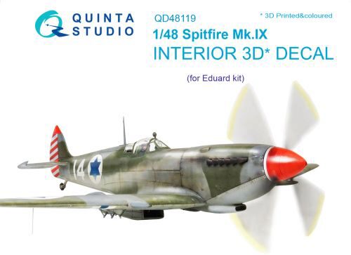 Quinta Studio QD48119 1/48 Spitfire Mk.IX 3D-Printed & coloured Interior on decal paper (for Eduard kit)