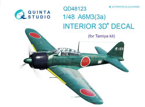 Quinta Studio QD48123 1/48 A6M3 3D-Printed & coloured Interior on decal paper (for Tamiya kit)