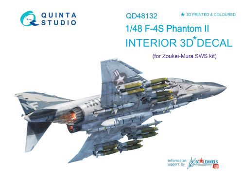 Quinta Studio QD48132 1/48 F-4S 3D-Printed & coloured Interior on decal paper (for ZM SWS kit)