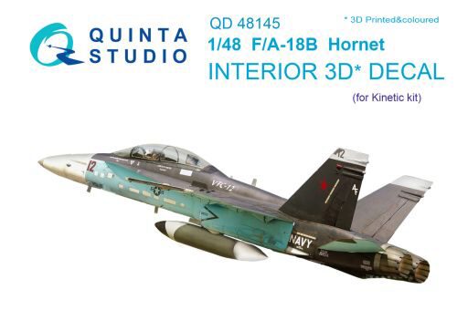 Quinta Studio QD48145 1/48 F/A-18B 3D-Printed & coloured Interior on decal paper (for Kinetic kit)
