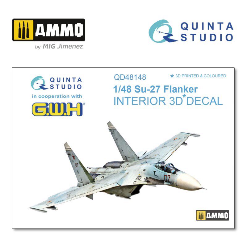 Quinta Studio QD48148 1/48 Su-27 3D-Printed &amp, coloured Interior on decal paper (for GWH kit) 