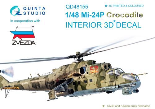 Quinta Studio QD48155 1/48 Mi-24P 3D-Printed & coloured Interior on decal paper (for Zvezda kit)