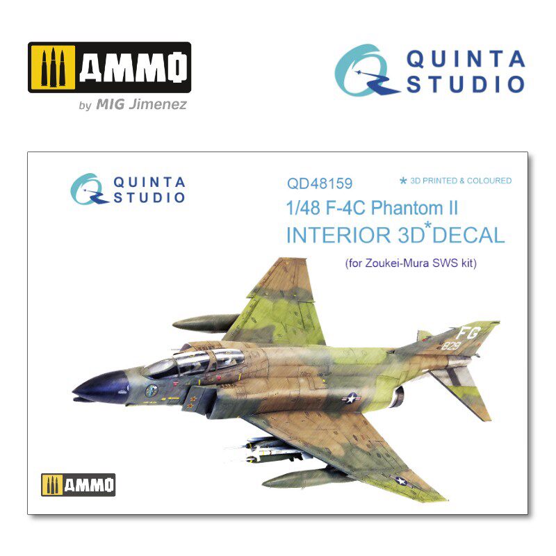 Quinta Studio QD48159 1/48 F-4С 3D-Printed &amp, coloured Interior on decal paper (for ZM SWS kit) 